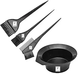 F Falkiya Plastic Classic Dyeing Kit - 3 pcs Brush And 1 Bowl, Black
