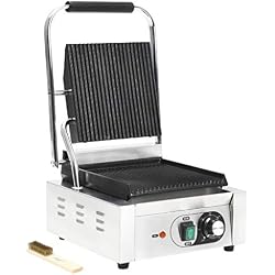 vidaXL Grill pour Panini Rainuré Acier Inoxydable 1800 W Plancha Électrique