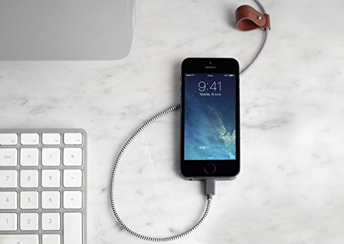 Native Union BELT Kabel – 1.2 Meter Ultra-Starkes Verstärktes [Apple MFi-Zertifiziert] Lightning auf USB-Ladekabel mit Lederband (Zebra) - 5