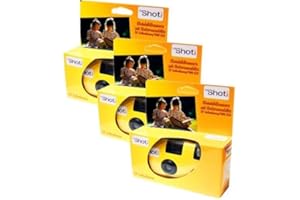 Lot de 3 appareils photo jetables PHOTO PORST 1A Topshot en jaune/caméra de mariage / caméra de fête (27 prises chacune)