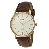 Elegante Pelex London Damen-Uhr Herren-Uhr Unisex Analog Quarz Armband-Uhr Klassisches Design Braun Rose-Gold Japanisches Qualitäts Uhwerk