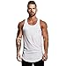 Produktbild BaZhaHei Mode Herren Slim Fit Persönlichkeit Kurzarm Mesh Atmungsaktiv Bodybuilding Sport Fitness Tanktop Tank Top Tankshirt T-Shirt Ärmellos Weste Muskelshirt Fitness (M, Weiß)