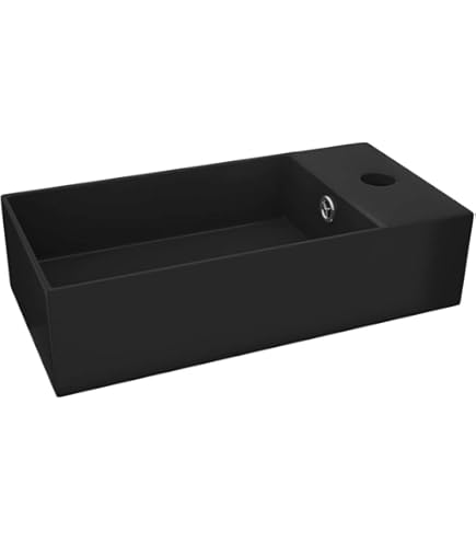Gasten WC wastafel 40x22 cm van mineraal gegoten voor wandmontage of opzetwastafel met kraangat rechts | wastafel met lotuseffect
