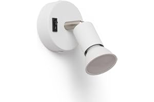 LEDKIA LIGHTING - Applique Orientable Aluminium Oasis 1 Spot avec Interrupteur | Ampoule GU10 Non Incluse | Éclairage Intérieur Polyvalent, Blanc, Acier Alliage