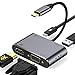 Price comparison product image HOTUCG USB C Hub VGA HDMI, USB C to HDMI 4K @ 30Hz, VGA 1080P, Type C 87W PD Charge, USB 3.0 Port, 4 in 1 Type C to HDMI VGA Adapter Hub for MacBook Pro/iMac, Laptops, Smartphones - Spacegrau