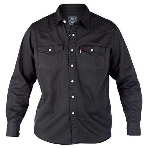 Mens Denim Shirt Duke London King Size Stone Wash Long Sleeved Top