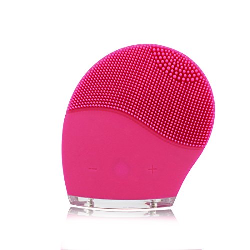 EZGO® Rechargeable silicone Facial Cleaning Face Cleaner Brush,Deep Vibrating Waterproof Facial Cleaning System for Skin Care,Blackhead Acne Blemish Extract,SPA Device USB Socket (Rosy)