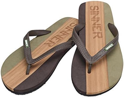 Sinner Mens Capitola Beach Casual Sandals Flip Flops in Khaki Green/Light Brown