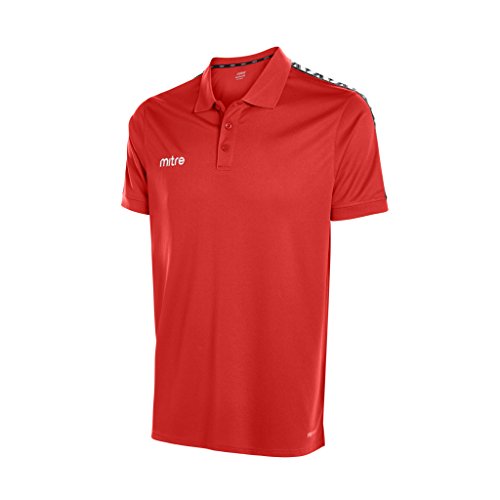 Mitre Delta - Camiseta Polo de Manga Corta, Hombre, Delta Polo Shirt, Scarlet/White