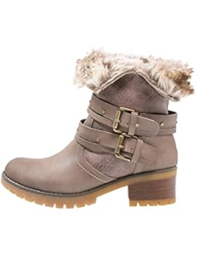 Anna Field Biker Boots für Damen gefüttert Schwarz o. Taupe - Winterboots mit Fell - Bikerstiefel für den Winter...