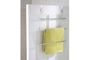 3 Tier Over Door Towel Rail Rack Chrome Hanger Holder Bathroom Organizer Storage by E Trade