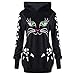 Produktbild BaZhaHei Damen Sweatshirt Frauen Sweatshirt Katze Print Hoodie mit Ohren mit Kapuze Pullover Tops Bluse Oversize Pullover