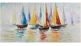Jedes Gemälde der Serie 'Rainbow Regatta' ist ein vom Künstler handsigniertes Unikat. In den Produktbildern zeigen wir Ihnen mögliche Abweichungen zwischen den einzelnen Gemälden. Denn jedes Bild ist von Hand gemalt und enthält eine individuelle Note.
