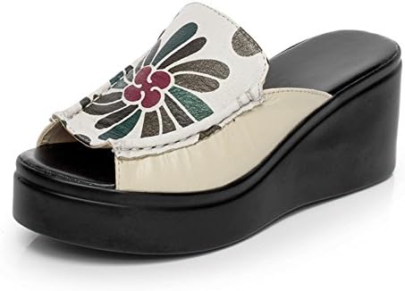 YEDANI Spring and summer wedges ladies Sandals National wind thick-soled slippers-A Foot length=22.8CM(9Inch)