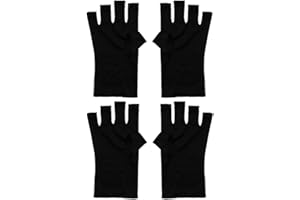 AEIOPRS 2 Pairs Black UV Protection Gloves for Nails - Gel Manicure Anti-UV Fingerless Gloves Skin Care for Women Manicure Driving Fishing