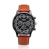 Herren Uhren,Moeavan Herrenuhren zum Verkauf Ausverkauf Luxus Herrenmode Kleid Armbanduhr mit Lederband Einzigartige Casual Analog Quarz Uhren Classic Business Armbanduhr Kalender Datum Woche (Brown)