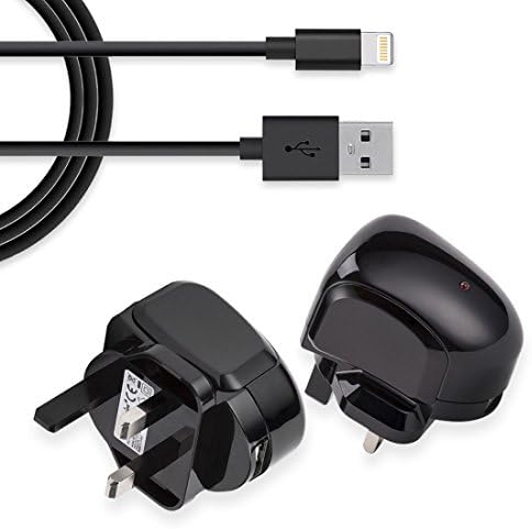 InfoTechnica iPhone &amp; iPad USB Mains Charger High Quality UK plug with MFI Apple certified Sync &amp; Charge USB cable (Black)