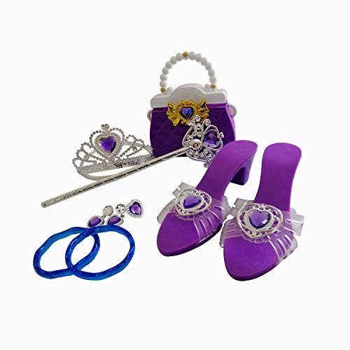 SKJIND Set di Gioielli da Principessa per Ragazze e Bambine, con Borsetta, Tiara, bracciali, Anelli, Orecchini, Bacchetta