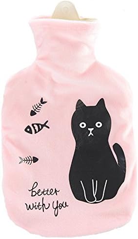 Portable Hot Water Bottle,Pain Relief Rubber Hot Water Bottles with cute animal Soft Plush Hot Bottle Body Warmer