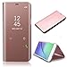 Produktbild Smart Hülle für Samsung Galaxy S7 Edge, CrazyLemon Galvanisiert Klar Aussicht Spiegel PU Leder Folio Flip Hülle + PC Back Cover mit Kippständer Intelligent Automatischer Schlaf Aufwachen Funktion Handytasche für Galaxy S7 Edge - Roségold