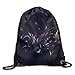 Produktbild uykjuykj Gym Drawstring Bags Color Pattern Black Draw Rope Shopping Travel Backpack Tote Student Camping Lightweight Unique 17x14 IN