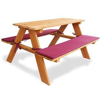 Habau 645 Kinderpicknickbank Mit Polsterauflage Braun