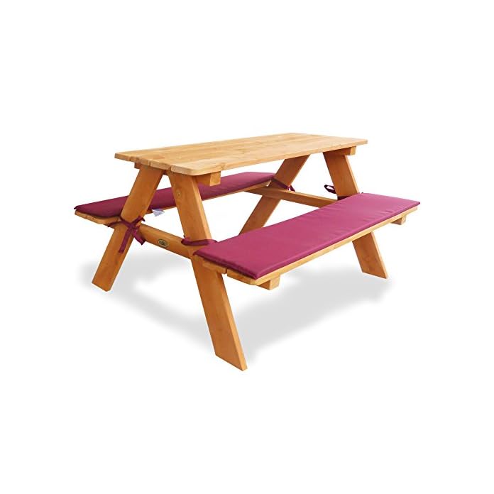 Habau 645 Kinderpicknickbank Mit Polsterauflage Braun