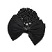 Homgaty Women Ladies Bowknot Bun Cover Net Hairnet Snood Decor Barrette Hair Clip (Black)
