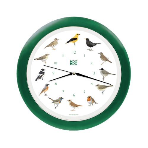 KooKoo Singvögel wood the singing bird clock original songbird wall clock with 12 domestic native birds genuine original field recordings including light sensor