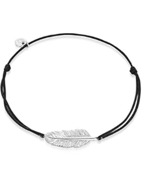 Glanzstücke München Damen-Armband Feder Sterling Silber 14 - 25 cm - Armbändchen mit Silberanhänger Feder Armändchen...