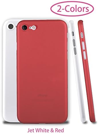 iPhone 7 Case, Zarya[2 pack][0.35mm] Ultra Thin Perfect Match Hard Protect Case Back Cover [Red] [Jet White] for iPhone 7 (iPhone 7, Jet White &amp; Red)