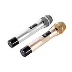 UHF-Funkmikrofon-Set-LESHP-Tragbar-wireless-Mikrofon-mit-2-x-Metall-Handmikrofon-goldenSilber-fr-Kareoke-KTV-Schallquelle-Aufnahme-und-Verstrkung-Konzerte-Konferenz-Musical-Oper-Schule-Partei-usw