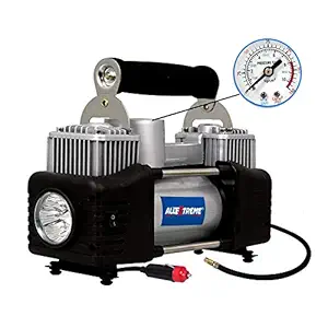 AllExtreme AE-8304Z Typhoon Double Cylinder Tyre Inflator Portable Heavy Duty Air Compressor with Cigratte Lighter Plug for Car, Auto and SUVs (150 PSI, 1 Year Warranty)