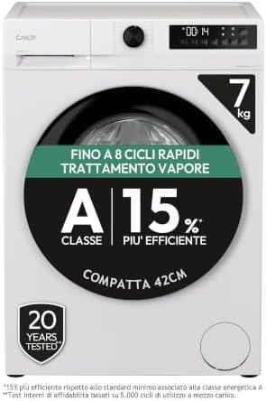 Candy ProWash 300 Lavatrice Slim 7 Kg, 1200 Giri, Classe A-15%, Bianca