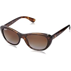 Ray-Ban 0Rb4227 Gafas de sol, Rectangulares, Polarizadas, 55, Light Havana