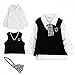 Kids Baby Boy 5pcs Hat + Pants + White Shirt + Vest + Tie suit Party Baptism ...