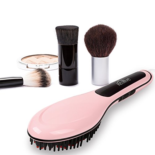 Kealive Glätteisen Bürste elektrische Haarbürste Temperatursteuerung mit LCD Anion Haarpflege , Antistatische , Keramik Heizung , Verbrennungsschutz, keine Haarschäden Straight Hair Comb ( Pink ) - 4