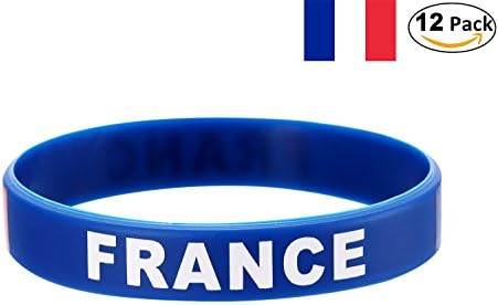 YDT 2018 FIFA WORLD CUP Wristband Sport Silicone National Flag Bracelets for Soccer Fans France Blue(12-Pack)
