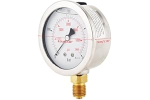 AKOZON Mètre de jauge de pression hydraulique, 0-400BAR Mètre de jauge de pression hydraulique à cadran 0-5800PSI G1/4 63mmmanometer ldruck 400 bar manometer ldruck 400 bar+manometre 400 bar 1/4