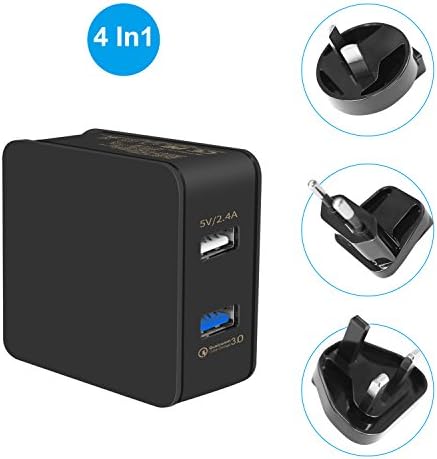 SIMCAST Dual USB Wall Charger,2-Port 24W /4.8A Qualcomm Certified Portable Smart Adapter With Quick Charge 3.0 for iPhone X/8/7/Plus, Samsung Galaxy S8/S7,Note 5,iPad, iPod, HTC &amp; More Phones