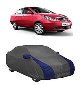 NEXTON Presents Semi-Waterproof Heavy Duty Car Body Cover Compatible with Tata Manza All Variants ( Grey & Blue with Mirror )