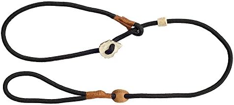 DOG LEASH / DOG LEAD 'All In One' -BLACK- 8 mm Diameter - WITH Choke-Stop, with Buckhorn-Stop | RETRIEVER LEASH | Slip Lead | Braided Adjustable Round Rope Lead for Dog | Slip Leash | Retriever Lead with integrated Collar | Agility Lead | Silent Training Choke Dog Lead