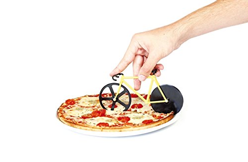 Pizzaschneider Fahrrad-Pizza-Schneider-Pizza-Schneidmaschine durch Yuxing, doppelte Edelstahl-Pizza-Schneiden-Räder mit einem Standplatz (Weiß & Schwarz) - 4