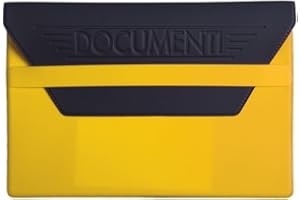 ONE SHOP DI BRACALENTE PIERO ONE SHOP Portadocumenti Auto con Pattina Blu Chiusura con Pattina Porta Libretto Assicurazione Marcatura Neutra a Secco Elegante e Compatto (Giallo)