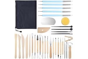 jutyum Pottery Tool Sets, Clay Tool Sets, 34 Piece Clay Modelling Tools, Pottery Reversible Tools, Pottery Accessories, Polymer Clay Tools, Pottery Tools for Use in Schools