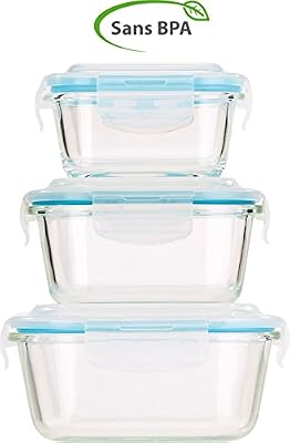 Rosenstein & Söhne Boîtes de conservation en verre avec couvercles à clipser (x3)