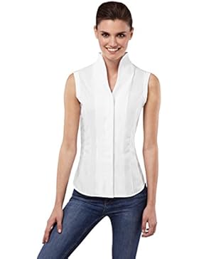 Vincenzo Boretti Damen Bluse, Ärmellos, Modern-Fit, Kelchkragen, Uni - Bügelfrei
