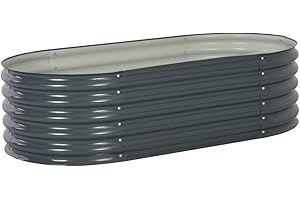 vidaXL Garden Raised Bed 160x80x44cm Galvanised Steel Grey Flower Pot Raised Bed