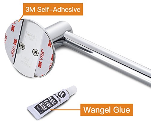 Wangel Handtuchstange Handtuchhalter ohne Bohren 60cm, Patentierter Kleber + Selbstklebender 3M-Kleber, Edelstahl, Poliertes Finish - 3