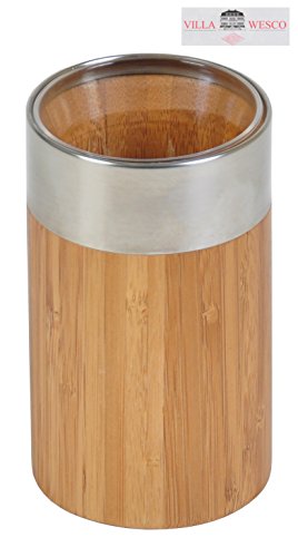 Villa Wesco Bambus Edelstahl Bad Set Seifenspender Klobürste Becher Badgarnitur - 4